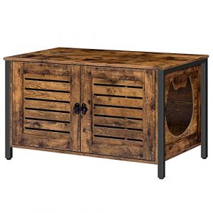 Maison de Toilettes Chat, Armoire de Rangement, Meuble Litiere Chat, Meuble pour Litière avec Portes à Persiennes, pour Grands et Petits Chats,