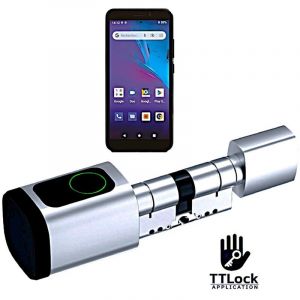 Klose Besser Cylindre &eacute;lectronique IP65 &ndash; Acc&egrave;s par badge, empreinte digitale, clavier et cl&eacute; &ndash; Compatible portes de 35 &agrave; 90 mm Argent