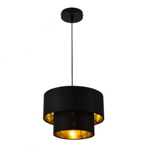 Lux pro Lampe &agrave; Suspendre Moderne Suspension Design Douille E27 60W en M&eacute;tal et Textile Diam&egrave;tre 30 cm Noir Dor&eacute;