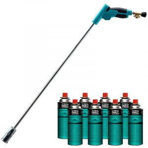 Image de Intec D&eacute;sherbeur thermique Brule Herbes Allumage piezo + 8 cartouches 227gr + Adaptateur multi cartouches