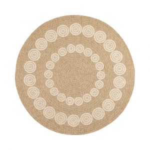 Tapis extérieur rond - 160cm - naturel - 100% polypropylène résistant aux UV - 1400 gr/m2 - LIAK