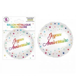 Ballon aluminium anniversaire multicolore 46cm - générique balhm00