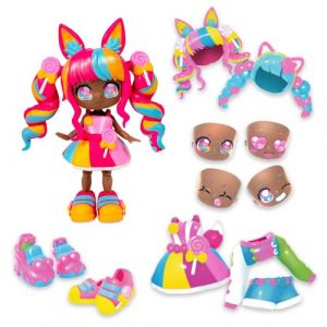 Bandai Animakii - Lollipop et Bubblegum - Coffret Poupée Personnalisable - 1 Poupée, 4 Visages, 2 Coiffures, 2 Tenues, 2 Paires de Chaussures - Jouet Créatif 5 Ans et + - HEA26351