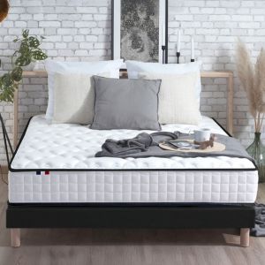 Confort design Marcel Ensemble Matelas & sommier 160 x 200 - Ep.25 cm - Ressorts & M&eacute;moire de forme - Fabriqu&eacute; en France