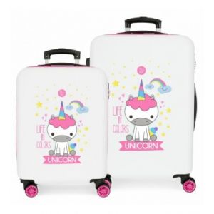 Image de Roll road Little Me Valise de cabine, Blanche, 46x65x23 cms, Set valises