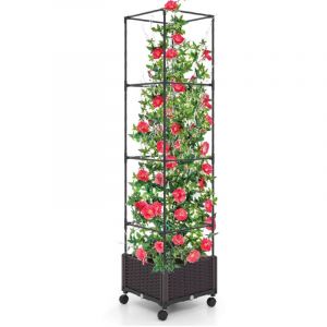 Potager surélevé vertical de 170 cm avec bac et treillis jardinière avec système d'auto-irrigation hauteur ajustable bac à tomates sur roues 20_0009117