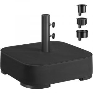 Songmics Pied de Parasol, Base de Parasol, &agrave; Remplir de Sable, pour les Parasols de 1,5 &agrave; 3 m, avec 3 Bagues R&eacute;ductrices, Noir