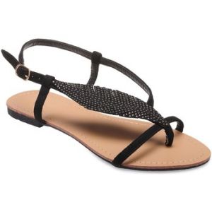 La Modeuse Sandales Nu-pieds noirs &agrave; feuille en strass - Couleur 36,37 - Taille Noir