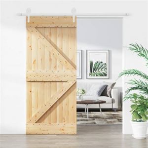 VidaXL Porte coulissante et kit de quincaillerie 90x210 cm pin massif