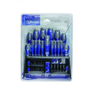 Hufirma 3895839 Set 39 Tournevis/embouts chrome vanadium, bleu