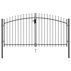 VidaXL Portillon double porte avec dessus ? pointe Acier 3x1,5 m Noir