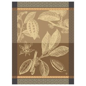 Le Jacquard Français Torchon Chocolats - Fève 100% coton Beige - Couleur Beige - Taille 60 x 80 cm