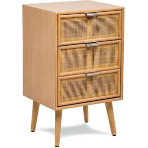 Image de Chiffonnier 3 tiroirs en bois et rotin naturel