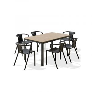 DCB Garden Ensemble repas de jardin 6 places en aluminium gris anthracite - BOSTON