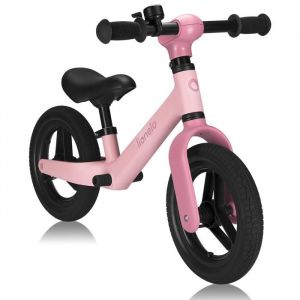 Lionelo Toni Draisienne Enfants de 18 Mois à 30 kg, Roues en Caoutchouc PU 25 cm, Repose-Pieds Panier Siège et Guidon Réglables, Poignée Antidérapante, Poids Léger 2,3 kg, Sonnette (Pink)