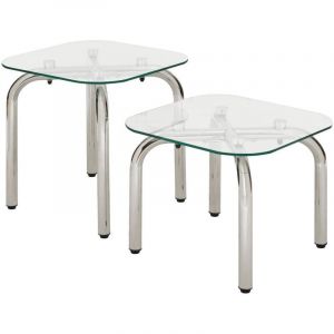 Atmosphera Table d appoint Hecate argent 50x50cm cr&eacute;ateur d'int&eacute;rieur