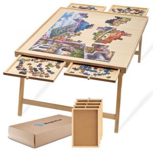 ShopWise Table &agrave; puzzle Deluxe - Table &agrave; puzzle avec tiroirs - 86CM x 67CM - Haute qualit&eacute; - NOUVEAU mod&egrave;le - Amateurs de puzzles - 1000 pi&egrave;ces - 1500 pi&egrave;ces - Tiroirs de rangement - Etag&egrave;re &agrave; puzzle - Table &agrave; puzzle - Cadeau pour puzzle - Tapis de puzzle