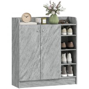 Image de Homcom Armoire à chaussures placard double porte panneau de particules gris