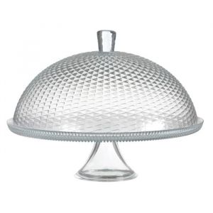 Plat &agrave; g&acirc;teaux en verre avec cloche &Oslash; 30 cm H 25 cm - Pr&eacute;sentoir p&acirc;tisserie - Livraison gratuite
