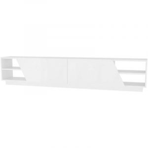 Meuble tv Dpazienz, Buffet de salon, Armoire basse pour tv, Base murale de rangement, 240x37h47 cm, Blanc - Dmora
