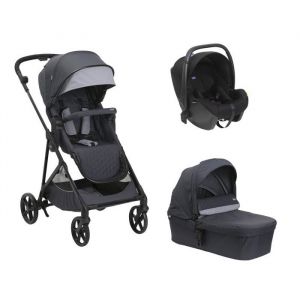 Chicco Poussette Trio Seety Nacelle Boston Grey + Siège auto Kory Black