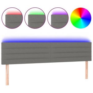 Décoshop26 Tête de lit accessoire couchage chambre à coucher meuble à led 160 x 5 x 78/88 cm tissu gris foncé TDL0201119