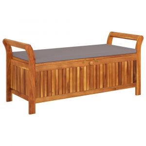 Banc de jardin meuble de patio d'extérieur terrasse de rangement de jardin avec coussin 126 x 50 x 60 cm bois d'acacia 02_0011807
