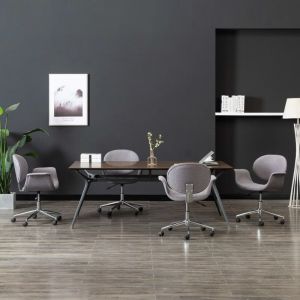 VidaXL Chaises pivotantes de salle à manger 4 pcs Gris Tissu
