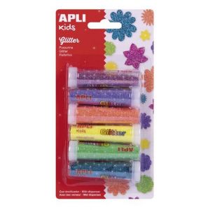 Image de APLI 17609 - Blister de 6 tubes de 7 g de paillettes poudre, coloris assortis (6)