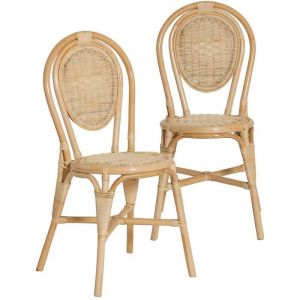 Made In Meubles - Chaise en rotin bistrot Nohan (lot de 2)