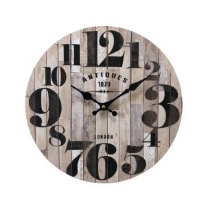 Image de Horloge murale effet bois marron noir et gris ø 33,8 cm