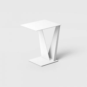 Table porte-revues VOGUE acier coloré blanc sablé