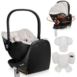 LIONELO MOXIE i-Size SET Si&egrave;ge Auto pour B&eacute;b&eacute; Avec Base 40 &agrave; 87 cm Porte-b&eacute;b&eacute; Fixation et stabilisation ISOFIX Support stabilisateur Protection lat&eacute;rale, R&eacute;glage de l'Appui-T&ecirc;te Insert Dri-Seat