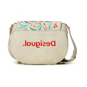 Image de Desigual Sac à bandoulière moyen format Adaggio Rigali écru avec broderie florale Blanc