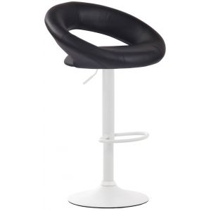 CLP Tabouret de bar Olinda en similicuir noir Métal blanc mat