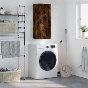 VidaXL Armoire Murale, Placard Suspendu avec Rangement, Meuble Flottant de Salon Bureau Chambre, Moderne, Chêne Fumé Bois d'Ingénierie