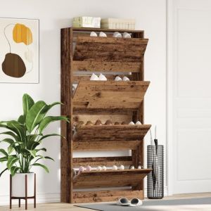 VidaXL Armoire à chaussures avec porte Bois ancien 80 x 21 x 163.5 cm