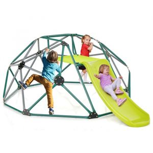 Costway Dome Escalade Exterieur Avec Toboggan Charge Max.: 181,5 Kg Structure En Metal Pour Enfants 3-10 Ans Jaune