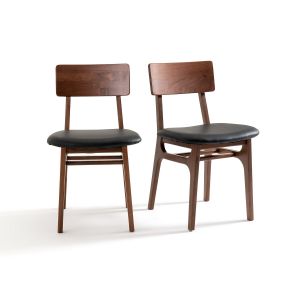 Lot de 2 chaises noyer m if et cuir, Larsen Noyer Taille Taille Unique