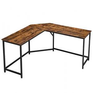 Image de Bureau d'ordinateur en L VASAGLE Brun rustique et noir LWD73X