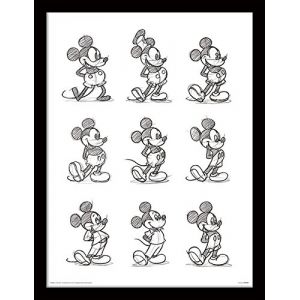 Pyramid International Affiche Encadrée Croquis de Mickey Mouse - 30 cm x 40 cm