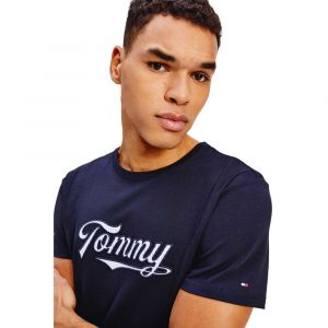 Image de Tommy Hilfiger T-shirt d'intérieur droit signature fantaisie coton Bleu