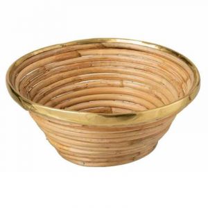 Image de Panier Rond Déco "Rotin" 28cm Or & Naturel Prix