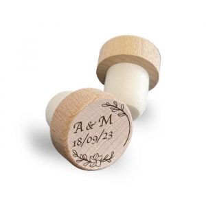 Bouchon bouteille vin en BOIS Personnalisé - Bouchon pour bouteille de vin 3,4cm avec gravure laser [ Bouchon liege conique ]