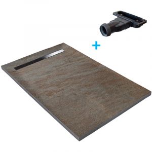 Receveur 140 x 90 cm HD en pierre naturelle 902 avec caniveau excentré