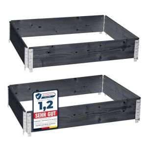 Garronda Potager surélevé en Bois Naturel 120x80x20 cm pour Jardin – Jardinière rectangulaire 2 piècespour Plantes, Fleurs, légumes et Herbes - Bac