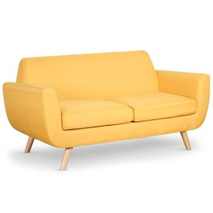 Image de LesTendances Canapé 2 Places Cedra Tissu Jaune Soleil Mode Scandinave