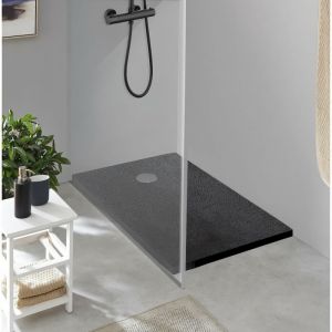 Oceanic Receveur de douche en résine - Rectangulaire - 140x90x3,5 cm - Gris anthracite - Bonde de vidage et pieds inclus - Morenã