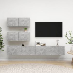 Image de VidaXL Ensemble de meuble tv 4 pcs Gris béton Aggloméré Gris