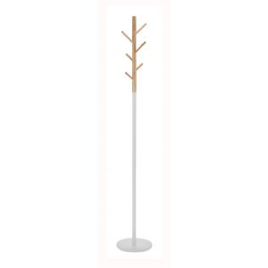 Porte manteau en métal blanc et en bois, modèle Bosquet